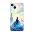 癒しの場｜Healing Placeの猫好きが癒される夢幻的な空間と猫の水彩画　Cat lovers find comfort. Enchanting space and cat watercolor. Soft Clear Smartphone Case