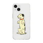 Saza-nami Antique designのたちあがる犬・クリーム色 Soft Clear Smartphone Case