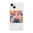 ねこの日常の猫×美少女 Soft Clear Smartphone Case