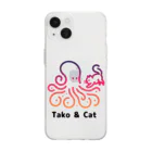 bravoadのタコ & 猫 Soft Clear Smartphone Case