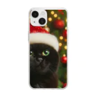 kurone🐈‍⬛の黒猫のクリスマス🐈‍⬛🎄 Soft Clear Smartphone Case