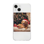 yumena_のクリスマスを満喫する犬 Soft Clear Smartphone Case