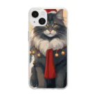 ruiruirの猫　冬　クリスマス Soft Clear Smartphone Case