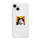 抹茶ラテの普通の猫 Soft Clear Smartphone Case