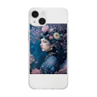 ZZRR12の「夜桜の幻想：桜の精霊」 - "Night Sakura Fantasia: Spirit of the Cherry Blossom" Soft Clear Smartphone Case