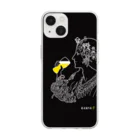 ビールとアート TM-3 Designの名画 × BEER（ミュシャ）白線画-ブラック Soft Clear Smartphone Case