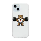 筋トレＭEMOの脚トレから逃げない筋トレMemoクマさんTシャツ Soft Clear Smartphone Case