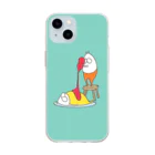 くらきち ONLINE SHOPのねこタイツとオムライスごっこ エメラルド Soft Clear Smartphone Case