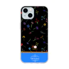 旅猫王子れぉにゃん👑😼公式(レイラ・ゆーし。)のバイカラー【小花柄☆れぉにゃん】ブルー Soft Clear Smartphone Case