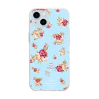 旅猫王子れぉにゃん👑😼公式(レイラ・ゆーし。)の【英国ローズガーデン🌹バラ】ライトブルー Soft Clear Smartphone Case