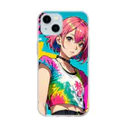 80s pop anime artのマステピース Soft Clear Smartphone Case