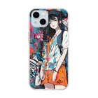 80s pop anime artの可愛い女の子の落書き画 Soft Clear Smartphone Case