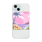 Sweet_moonLaboのHawaii　海とハイビスカス Soft Clear Smartphone Case