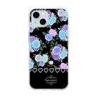 旅猫王子れぉにゃん👑😼公式(レイラ・ゆーし。)の【青紫バラ🌹バイカラー】ハートチェーン Soft Clear Smartphone Case