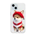 〜たけしゃんのお店〜の芝犬サンタ① Soft Clear Smartphone Case