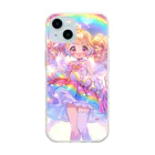 シロクマペンギンの虹の魔法少女 Soft Clear Smartphone Case