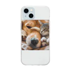 autumnの犬猫寄り添い〜癒やし〜 Soft Clear Smartphone Case