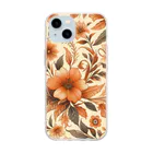 レモングラスのオレンジの花柄。 Soft Clear Smartphone Case