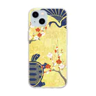 Musashi和柄Shop 【Japanese pattern】の鶴亀紅白梅ソフトクリアスマホケース Soft Clear Smartphone Case