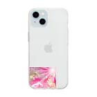 大漁旗　和柄のshopのピンク鳳凰　波　和柄 Soft Clear Smartphone Case