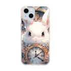 はなうさまほのうさぎと時計｡.:*･ﾟ Soft Clear Smartphone Case