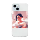 田舎老人只爺のマッサージを受けている美人 Soft Clear Smartphone Case