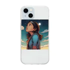 PanHanaChanのThe girl who looks at the sky Soft Clear Smartphone Case