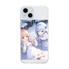 WAのお店の雪遊びする女の子 Soft Clear Smartphone Case