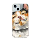 ねこやねこの微笑む三毛猫 Soft Clear Smartphone Case