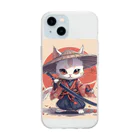 luckycongochanのNeko Samurai ソフトクリアスマホケース