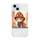パパショップのネコ消防士 Soft Clear Smartphone Case
