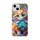 Wonderful Trickのおりがみ猫　にゃーにゃ Soft Clear Smartphone Case