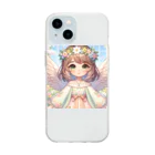 the blue seasonの春の使者：花冠を纏う天使の微笑み Soft Clear Smartphone Case