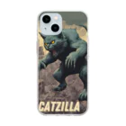 HappyFaceMarketのゴジラになりたい猫 CATZILLA ソフトクリアスマホケース