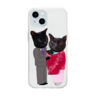 Parallel_merchの黒猫の親子 Soft Clear Smartphone Case