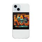 k.a.u.j.7のおしゃれでユニークなハロウィンの風景が広がります ソフトクリアスマホケース