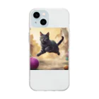 Mioキャンバスの夢工房　 のおもちゃを追いかけジャンプする猫ちゃん Soft Clear Smartphone Case