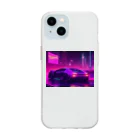 shell_hutの闇夜の中、主人公が追手から逃げるために猛スピードで運転している車 Soft Clear Smartphone Case