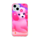 ふぇありぃているのお花見犬 Soft Clear Smartphone Case