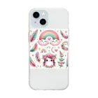 safarin001の羽と虹のファンタジー Soft Clear Smartphone Case