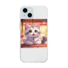 kuromasu_yuzuの夕焼けにゃんにゃん Soft Clear Smartphone Case