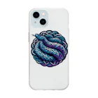 アニマルのりまきのBlue snake 2 Soft Clear Smartphone Case