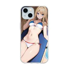 AIオリジナルイラスト　美女男子の金髪で美人な彼女 Soft Clear Smartphone Case