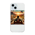 toukainogennの夕陽に向かって疾走するイージーライダー！ Soft Clear Smartphone Case