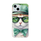 ryusky_333のサングラスをかけた猫がゴルフに集中！ Soft Clear Smartphone Case