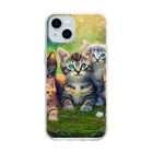 Colorful Canvasの猫ちゃん大集合 Soft Clear Smartphone Case