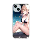 あなたに夢中の黒いビキニの女の子（金髪ver） Soft Clear Smartphone Case