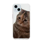 猫ミームグッズの【猫ミーム】叱られる猫 Soft Clear Smartphone Case