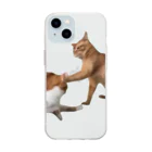 猫ミームグッズの【猫ミーム】叩かれる猫と叩く猫 Soft Clear Smartphone Case