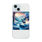 Passionista Lifestyle Emporium : 情熱的なライフスタイルエンポリウムの極光の冬景色とトナカイ Soft Clear Smartphone Case